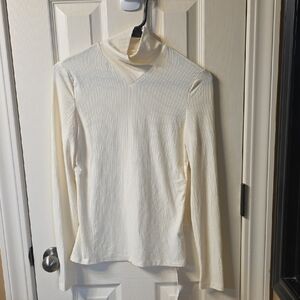 FSJ Cream Long Sleeve Blouse